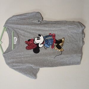 Gap Kids Disney Minnie Mouse Glittery Gray Tee Short Sleeve Girls Size L